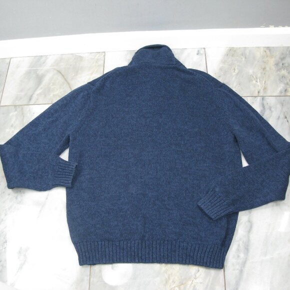 Chaps Men's Navy Blue One Button Mock Neck Cotton Sweater Size XL - Picture 4 of 6
